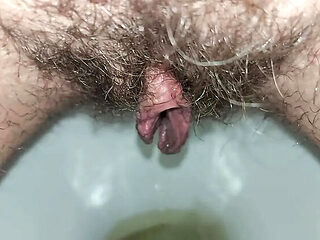 Hairy Housewife GinnaGg Pissing Close Up Toilet Pee Play