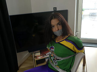 Latina in: Hockey Team Member Taped up to a Chair and Tape Gagged! (4k)