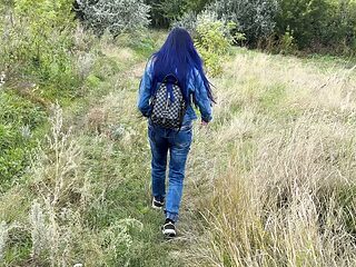 Public Sex with a Hot Stranger in Forest, Slut Showed Big Perfect Tits, Creampie