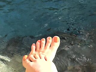 Foot fetish outdoor action