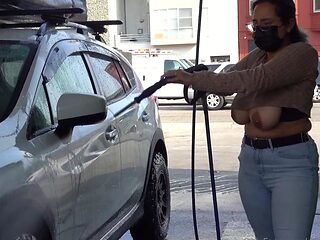 outdoor car wash exposed tits