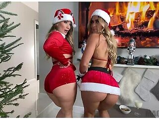 Big Dick Santa Fucks Two Pawgs Under The Tree For Christmas - Kelsi Monroe N Aj Applegate