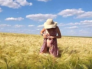 Romantic grain field tryst leads to ass fuck and upskirt fun