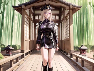 Blonde Valkyrie's Undressing Moment, That Great-slit Black Uniform Is Insane!