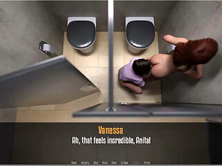 Anita's Internship - Gameplay - Roleplay - Lesbian Petite Teens Make Out in Public Toilet
