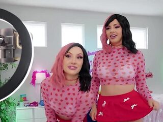 Anime lovers Jazmin Luv & Bella Luna fuck their ugly fan