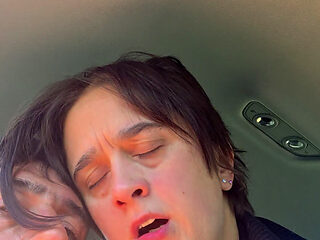 Mature sucking cock in the car