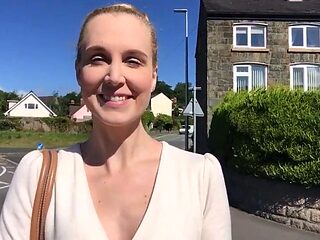 Blonde amateur MILF sucks and jerks for facial