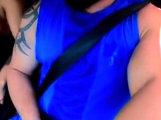 No Shame! Natzinha Flashing Her Tits in Traffic and Rubbing Herself.