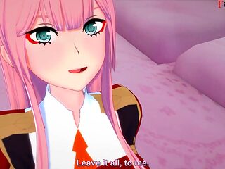 Zero Two gets busy in this full POV anime scene from Darling in the Franxx