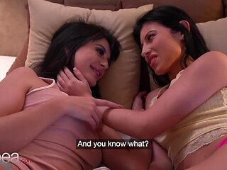 Attractive Mia and Lilly's girl masturbating video