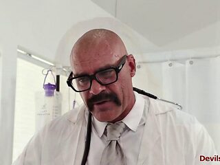 Busty Redhead Patient Gags on Charles Deras Huge Cock