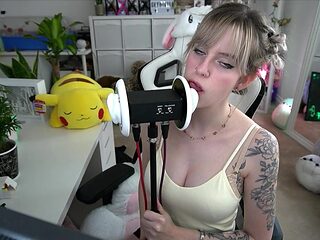Cute GF with braces gives ear-licking ASMR