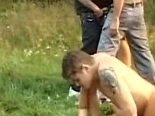 Mature Brunette Devours Cock in Wild Outdoor Group Bang