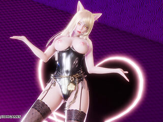 [mmd] Hellovenus - Stickysticky Ahri Sexy Striptease Dance League of Legends Hentai Uncensored 4K 60fps