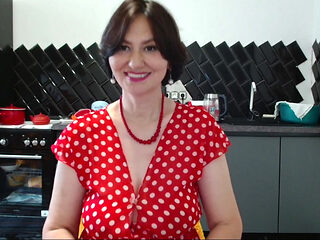 her polka-dot dress spread to the sides