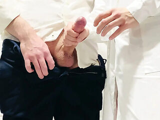 Real Nurse Helps Client Cum for Sperm Test - Hairy Mature MILF Lady Anna Gives Handjob & Creampie