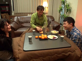 Hot Asian Amateur Wife Shows Her Underwear Under Kotatsu - Horny Hardcore Fuck and Creampie