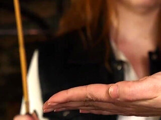 Slave Mila Endures 24 Cold-hearted Hand Caning Strokes From Mistress Roxy