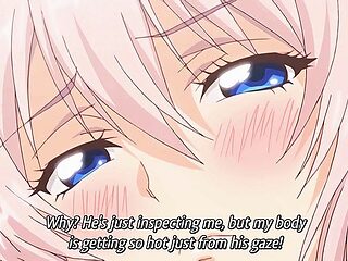 Glasses on, the anime face tilts into a heavy blush