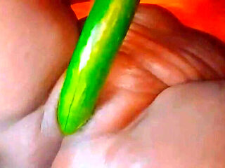 Chubby virgin girl caught masturbating with huge cucumber - Alexandra Gott solo orgasm