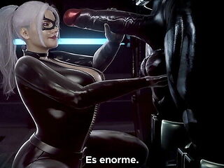 Black Cat Sucks Venom's Huge Black Cock & Big Balls - Blowjob & Handjob Action