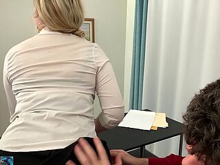 Boss fucks secretary on the desk in the pussy and the ass