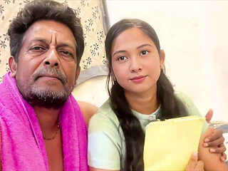Indian Asian Desi Step Daughter Kissing and Fucking with old man Viral video