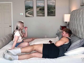 Bubble Butt Blonde Eva Nyx in Behind-the-Scenes Blowjob for Joshua Lewis
