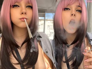 Pink Hair Step Sister smoking for you (ask me for full vid)