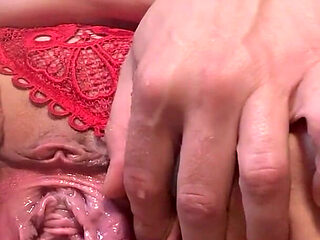 Thong Play, Pee with Open Pussy Close up