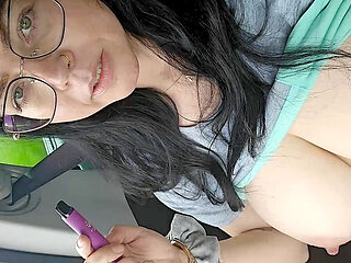 Vaping Naked During Drive Car