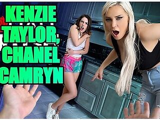 Raunchy Stepmom Jerks Her Husband Off But Uses A Pair Of Their Own Step-daughters Panties - Kenzie Taylor, Chanel Camryn And Donnie Rock