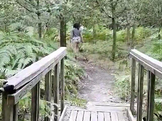 Sexy arse wife flashing in the woods