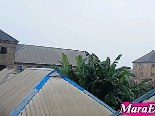 Nigerian MILF takes BBC in the rain