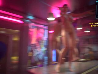 Futuristic GF gives a blowjob in cyberpunk world