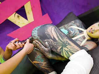 Two Hot Girls in Latex and High Heels Using Big Metal Toy Together, Atp, Anal Gapes, Lesbian