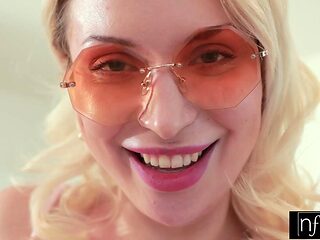 Busty blonde Vera Jarw surprises lover with her massive juicy tits and