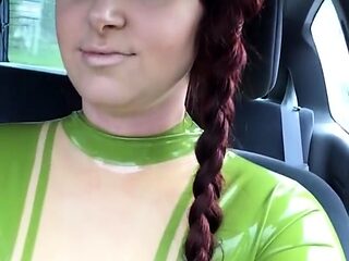 Latex slut solo anal masturbation
