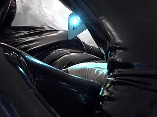 The Slave All in Latex Had to Take Good Care of Me, Until My Orgasm and His Cumshot.