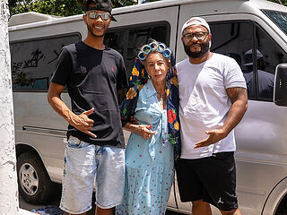 Tattooed 81 Year Old Granny DP in Driving Van