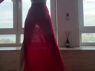 Skinny lady69s Femdom Yoga in Perfect Transparent Dress