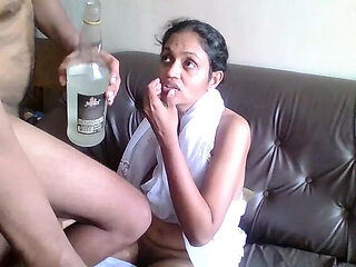 Desi Aunty Tina Baby Sucks Cock in White Saree - Homemade Maid Blowjob