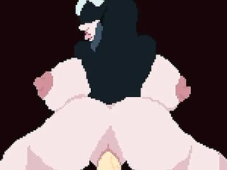 Chubby stepmom gets it on with her son in animated pixel art