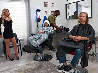 Glamorous beauty Kayla Kaden gets fucked in the barber shop