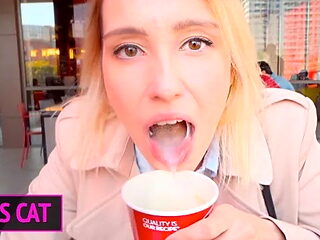 Public Agent - 18 Babe Suck Dick in Toilet Wendis & Drink Coffee with