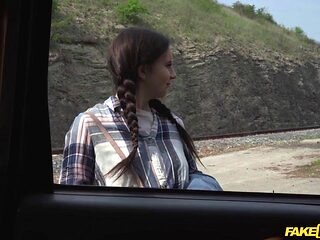 Brunette Caroline Mann Sucks Off Taxi Driver to Forgiveness
