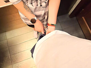 Stranger Creampie In My Panties In Restaurant Toilet - Amateur MILF POV