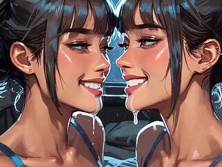 Beautiful Lesbians Tongue and Kiss Fetish, Ai Animation