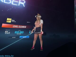 Funny Beat Saber Expert with vibrator inside pussy